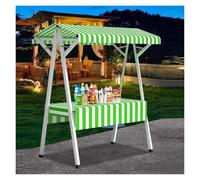 Vendeur ambulant de nourriture Chariot de vendeur à roulettes, présentoir de marché léger et créatif en fer, stand de concession pliable(74.8x23.6x79"/190x60x200cm)