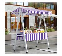Vendeur ambulant de nourriture Présentoir de stand en bord de route, kiosque mobile portable for restauration de rue, petit chariot portable avec roues et cadre en fer(Purple,190x60x200cm/75x24x79in)