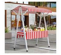 Vendeur ambulant de nourriture Présentoir de stand en bord de route, kiosque mobile portable for restauration de rue, petit chariot portable avec roues et cadre en fer(Red,130x60x200cm/51x24x79in)