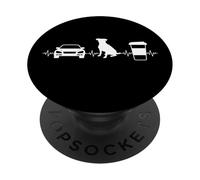 Vendeur de Voiture rétro Amusant avec Chiens de café PopSockets PopGrip Adhésif