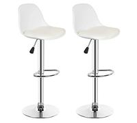 Vendeur pro Tabouret de Bar Lot de 2, Rotation à 360°& Hauteur Réglable, Tabourets de Bar Scandinave en Cuir PU (Blanc, 2)