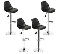 Vendeur pro Tabouret de Bar Lot de 4, Rotation à 360°& Hauteur Réglable, Tabourets de Bar Scandinave en Cuir PU (Noir, 4)