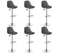 Vendeur pro Tabouret de Bar Lot de 6, Rotation à 360°& Hauteur Réglable, Tabourets de Bar Scandinave en Cuir PU (Gris, 6)