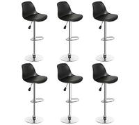Vendeur pro Tabouret de Bar Lot de 6, Rotation à 360°& Hauteur Réglable, Tabourets de Bar Scandinave en Cuir PU (Noir, 6)
