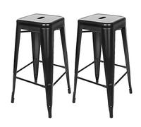Vendeur pro Tabourets de Bar Industrielle, Chaise de Bar Lot de 2 Empilables pour Cuisines, Maisons, Restaurants, 76cm Tabourets Hauts (Noir, 2)