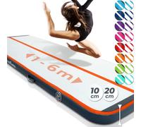 VENDOMNIA Airtrack Tapis de gymnastique, gonflable, 10/20 cm de haut, longueur : 1/2/3/4/5/6/7/8 m, avec pompe électrique et sac, tapis de tumbling, tapis d'entraînement, tapis de fitness, tapis de