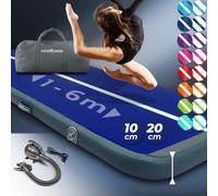 VENDOMNIA Airtrack Tapis de gymnastique, gonflable, 10/20 cm de haut, longueur : 1/2/3/4/5/6/7/8 m, avec pompe électrique et sac, tapis de tumbling, tapis d'entraînement, tapis de fitness, tapis de