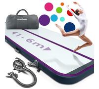 VENDOMNIA Airtrack Tapis de Gymnastique Gonflable, 10/20 cm de Haut, Longueur 1-8 m, Avec Pompe Électrique et Sac, Pour Tumbling, Entraînement et Fitness