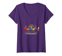 Vendre! Célébration colorée pour Les Guerriers du Week-End T-Shirt avec Col en V, Femme, Violet, L