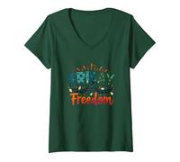 Vendredi = Liberté : Célébrez la libération du Week-End T-Shirt avec Col en V, Femme, Vert Forêt, L