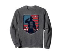 Vendredi Rouge, Terre Patriotique Militaire des Braves Libres Sweatshirt, Unisexe pour Adultes, Chiné Foncé, S