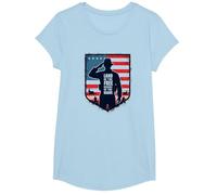 Vendredi Rouge, Terre Patriotique Militaire des Braves Libres T-Shirt, Fille, Bleu Céleste, L