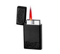(Vendu sans gaz) - Briquet portable coupe-vent rechargeable au gaz butane - Flamme rouge réglable
