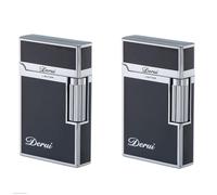 (Vendu sans gaz) Briquet Portable Gaz Butane Rechargeable Flamme Douce Cadeau (Argent x 2)
