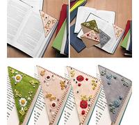 VENEAL Personalized Hand Embroidered Corner Bookmark, Cute Flower Letter Felt Bookmarks, Four Seasons Fun Stationery Bookmark Marking, Felt Triangle Marker (Winter,M)