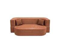 VENEDA - Canapé droit convertible velours côtelé 3 places Terracotta