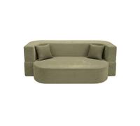VENEDA - Canapé droit convertible velours côtelé 3 places Vert