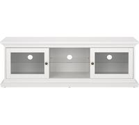 Venedig Meuble TV 2 portes vitrées et 1 tablette en verre, blanc.