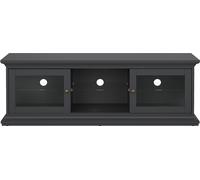 Venedig Meuble TV 2 portes vitrées et 1 tablette en verre, gris mat.