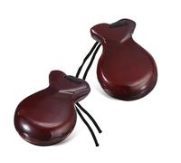 VENEKA 2 PCS Spanish Castanets Flamenco Castanets Environ 8,8x6,5x3cm Castagnettes en Bois Traditionnelles à Percussion Manuelle (Marron)
