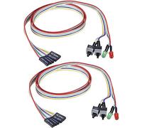VENEKA Boîtier d'ordinateur ATX 6 pièces - Allumer/éteindre - Câble avec 2 lumières LED - Rouge et vert - Boîtier ATX - Façade avant - 65 cm