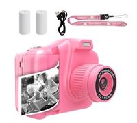 VENEKA Caméra avec impression instantanée pour enfants avec appareil photo numérique selfie 1080P, cadeau d'anniversaire pour filles et garçons Rose