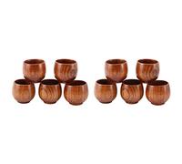 VENEKA Lot de 10 petites tasses en bois vert avec tasse à vin en bois naturel