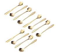 VENEKA Lot de 12 cuillères à café en acier inoxydable avec motif de fleurs, cuillère dorée rose