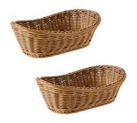 VENEKA Lot de 2 corbeille à pain en osier ovale de 10,2 pouces pour ranger les fruits et les cosmétiques de table et de salle de bain