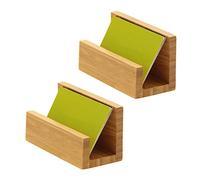 VENEKA Lot de 2 porte-cartes de visite de bureau en bois de bambou pour bureau robuste, porte-cartes de visite pour bureau, adapté pour homme et femme, jaune