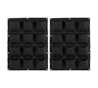 VENEKA Lot de 2 pots de fleurs verticaux multi-poches en feutre pour intérieur et extérieur - 12 poches - Noir