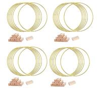 VENEKA Lot de 24 centres de table à cercle floral en métal de 30,5 cm pour table, avec or avec 24 supports en bois, anneaux à cercle