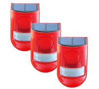VENEKA Lot de 3 lampes stroboscopiques solaires avec détecteur de mouvement, alarme 129 dB, sirène de sécurité sonore IP65 étanche pour villa, ferme, cour, jardin