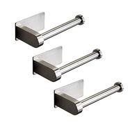 VENEKA Lot de 3 supports de papier toilette auto-adhésifs en acier inoxydable brossé sans perçage
