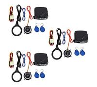 VENEKA Lot de 3 systèmes d'alarme intelligents RFID pour voiture, bouton poussoir de démarrage, arrêt, allumage, avec télécommande sans clé, 12 V