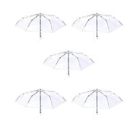 VENEKA Lot de 5 parapluies transparents, compacts, pliables, coupe-vent, transparents, blancs, Taille unique