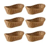VENEKA Lot de 6 paniers à pain ovales en osier tissé, 25,4 cm, panier de rangement pour nourriture, fruits, cosmétiques, table et salle de bain