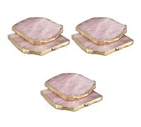 VENEKA Lot de 6 sous-verres roses en forme de tranche de verre pour tasse à thé - Design décoratif - Bords dorés - Décoration d'intérieur