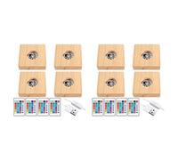 VENEKA Lot de 8 supports de lampe LED en bois avec télécommande pour décoration en verre de cristal 3D