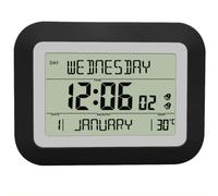 VENEKA Réveil Électronique LED Horloge Numérique LCD Horloge de Table avec Grand Écran Date Température Humidité Affichage Horloge Numérique A