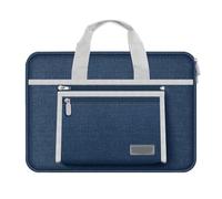 VENEKA Sac pour ordinateur portable, imperméable, sac à main, portable, 13 pouces, bleu foncé, gris
