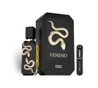 Veneno EDP Eau de Parfum 100 ml - Parfum arabe - Unisexe - Longue durée de vie - Avec vaporisateur rechargeable - 5 ml - Parfum fumé et épicé - Avec notes de pomme, cannelle et vanille bourbon (poison