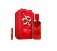 Veneno Scarlet Eau de parfum 100 ml - Parfum arabe unisexe de longue durée, avec atomiseur rechargeable, parfum oriental fruité avec notes de fraise, caramel, cuir et vanille (Venin Scarlet)