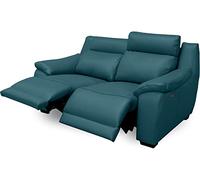 VENESETTI Canapé 2 Places avec 2 Relax en 100% Tout Cuir épais Luxe Italien - 2 Relax électriques, Turquoise. Bern