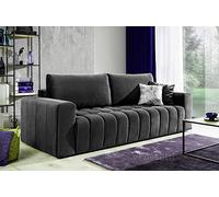 VENESETTI Canapé 3 Places Convertible et Espace de Rangement - Gris Anthracite - en Tissu Velours de qualité Luxe, Lazio