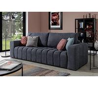 VENESETTI Canapé 3 Places Convertible et Espace de Rangement - Gris foncé - en Tissu de qualité Luxe, Lazio