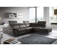 VENESETTI Canapé d'angle Relax en 100% Tout Cuir épais de Luxe Italien avec Relax électrique, 5/6 Places Kaster, Anthracite, Angle Droit