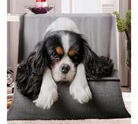 VENESS Adulte et Enfant Couverture Plaid Flanelle 150x200cm, Cavalier Roi Charles Spaniel Couverture de Jeté, Polaire Moelleuse Chaudes Légères Hiver&Automne Couvertures pour Voyager, Lit ou Canapé