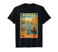 Venezia Italia Vintage Travel Venise Canal Gondola Art T-Shirt