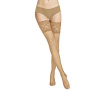 VENEZIANA NUOVA Bas Auto-Fixants Femme 20 Deniers - Bas en Dentelle Autoportants avec Bande Élastique sur la Cuisse, Finition Mate Nude Taille XL